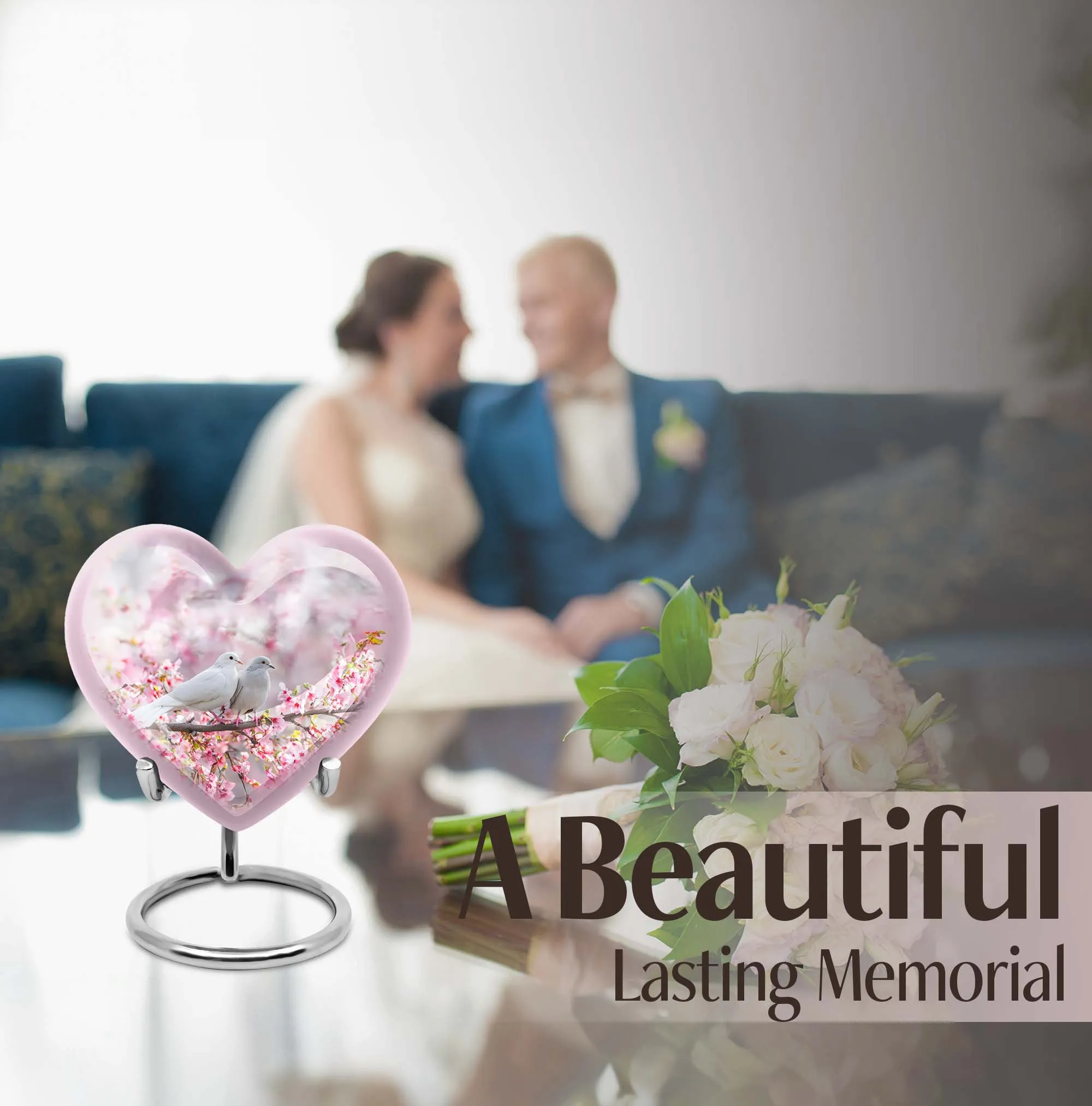 Heart-n-Dove: A Purple Meadow Themed Burial Urn