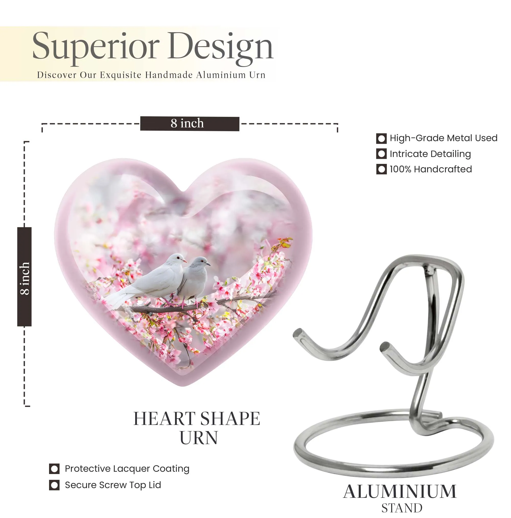 Heart-n-Dove: A Purple Meadow Themed Burial Urn