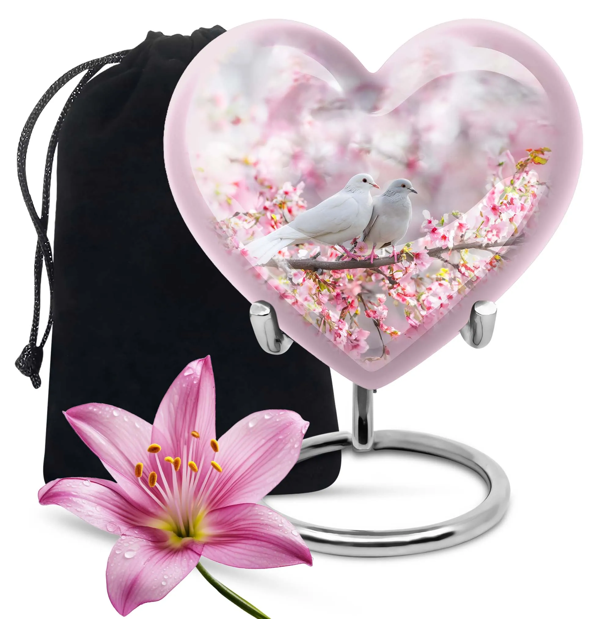 Heart-n-Dove: A Purple Meadow Themed Burial Urn
