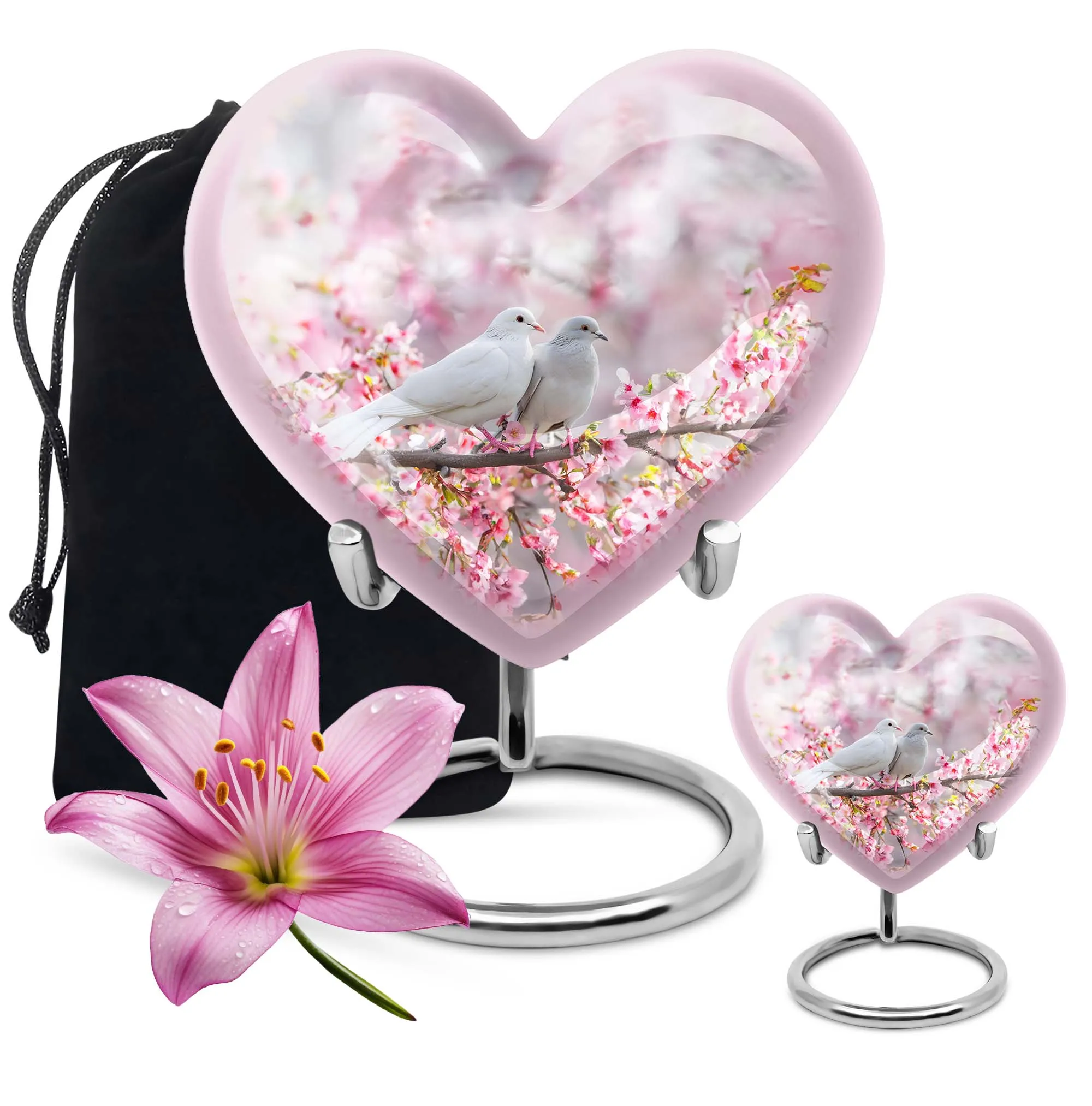 Heart-n-Dove: A Purple Meadow Themed Burial Urn