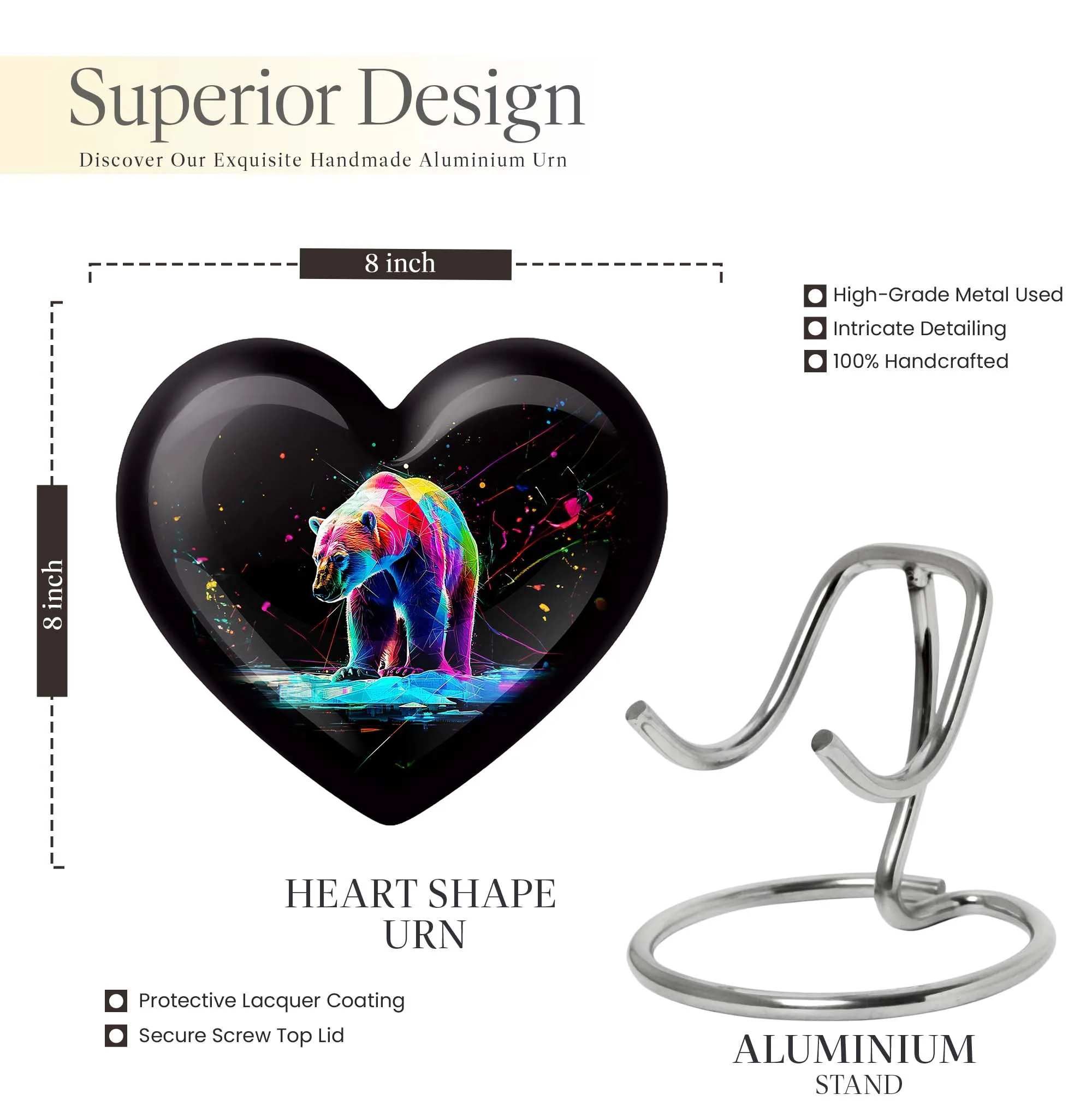 Heart Shaped Bear Urn Cremation Vessel For Storing Ashes