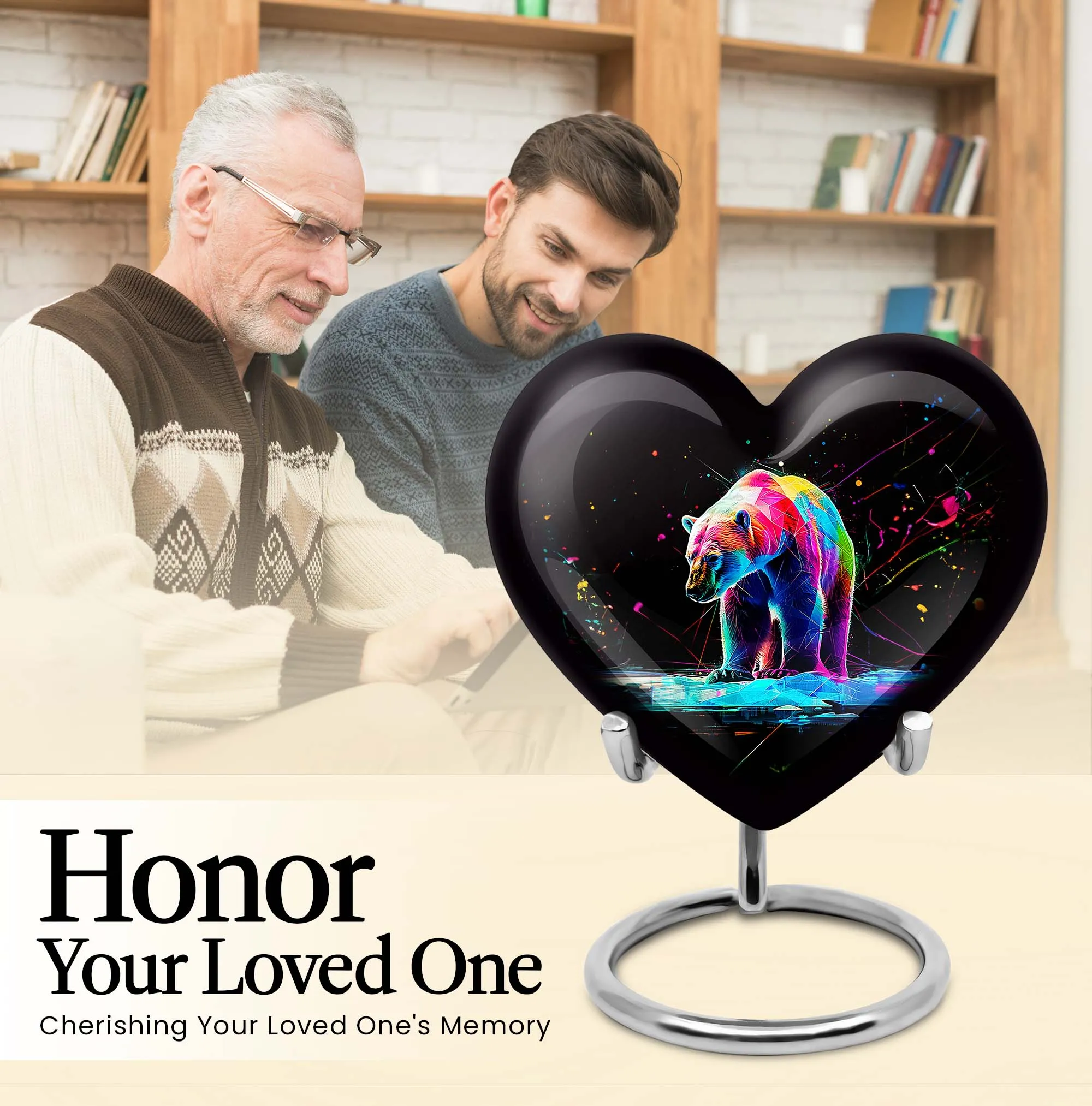 Heart Shaped Bear Urn Cremation Vessel For Storing Ashes