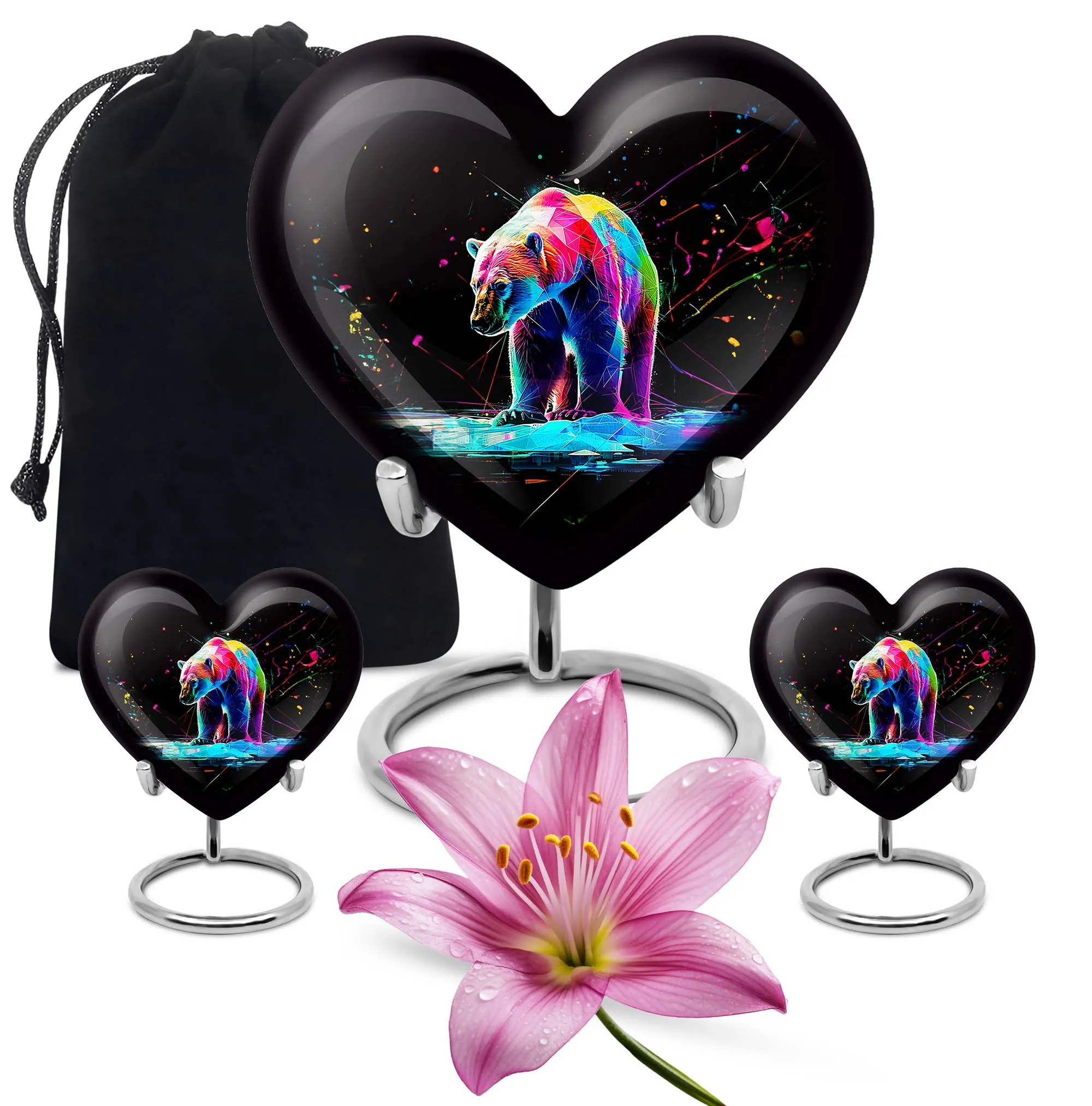 Heart Shaped Bear Urn Cremation Vessel For Storing Ashes