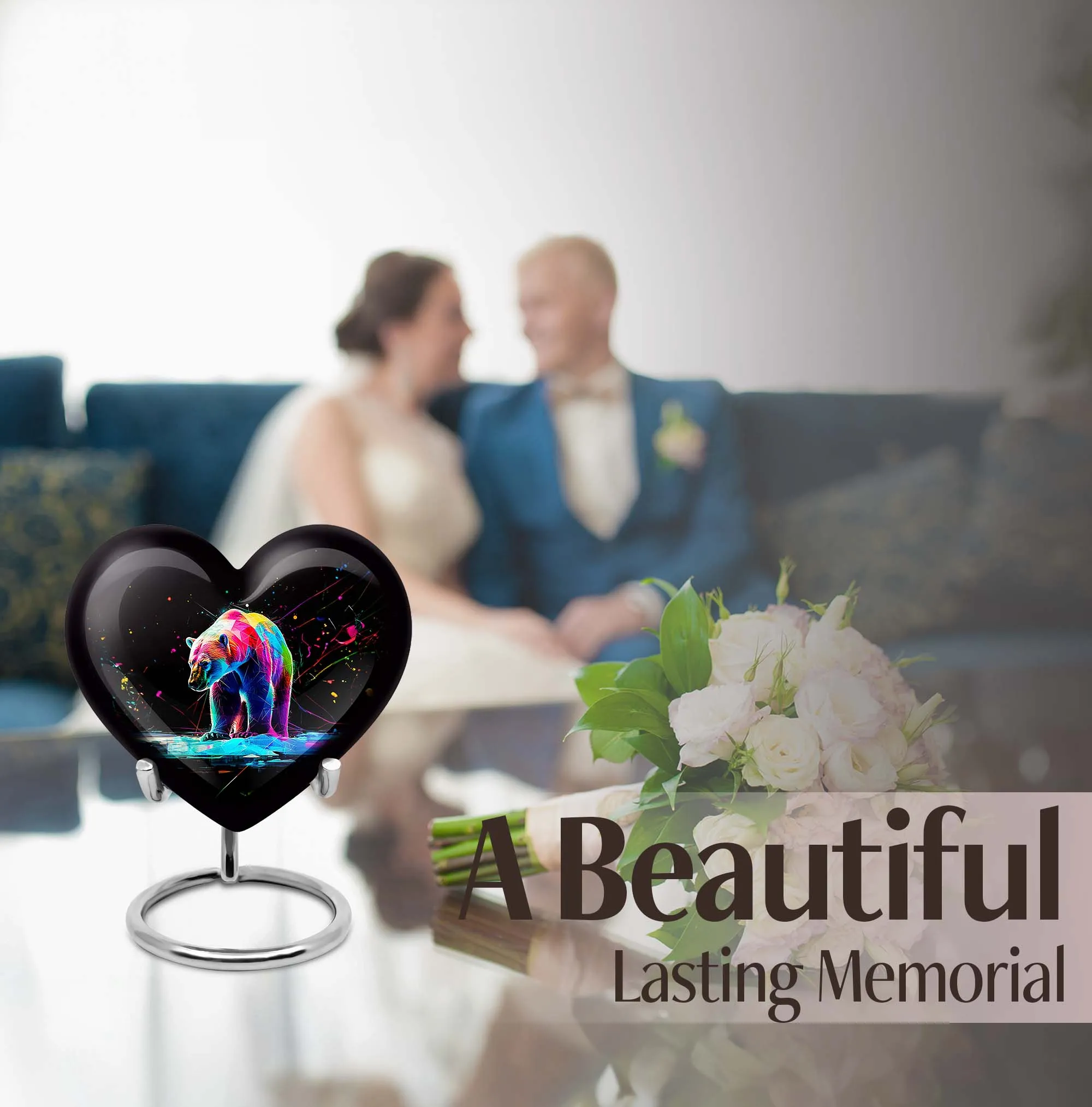 Heart Shaped Bear Urn Cremation Vessel For Storing Ashes