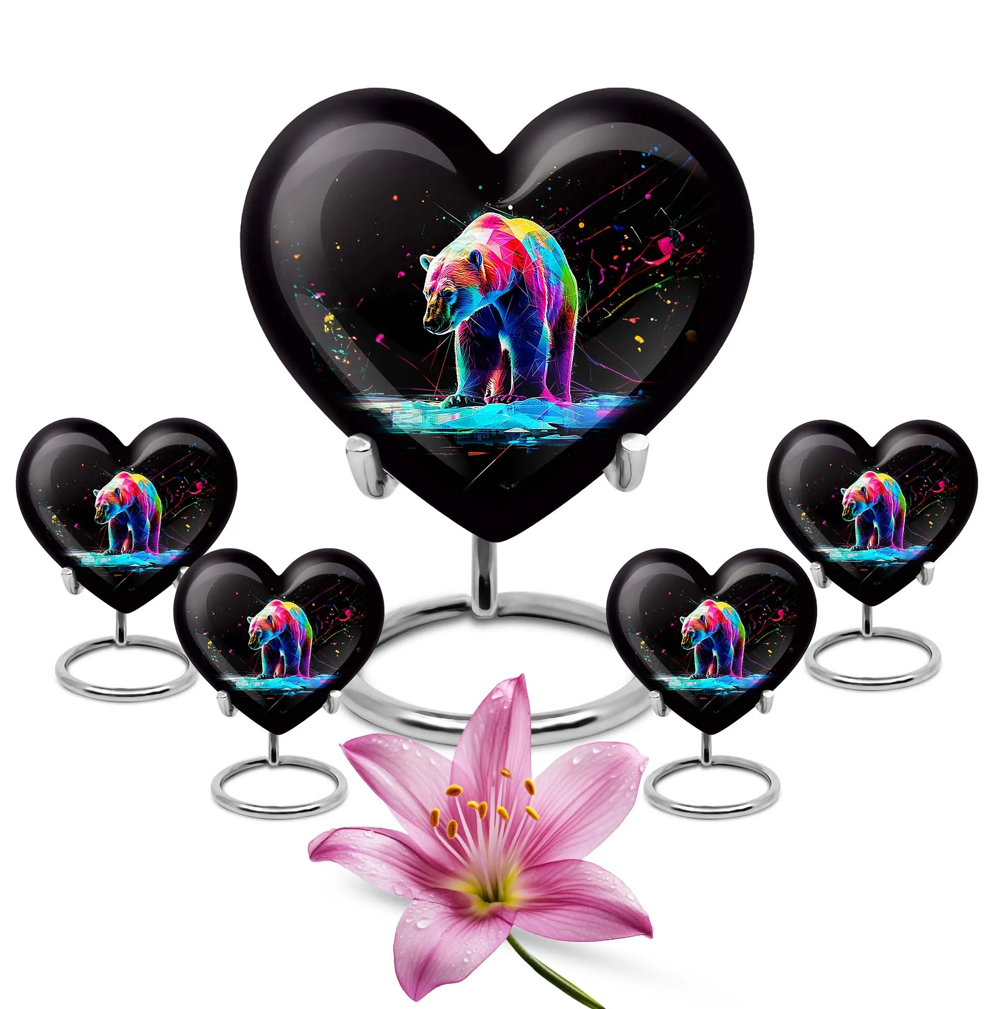 Heart Shaped Bear Urn Cremation Vessel For Storing Ashes