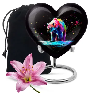 Heart Shaped Bear Urn Cremation Vessel For Storing Ashes