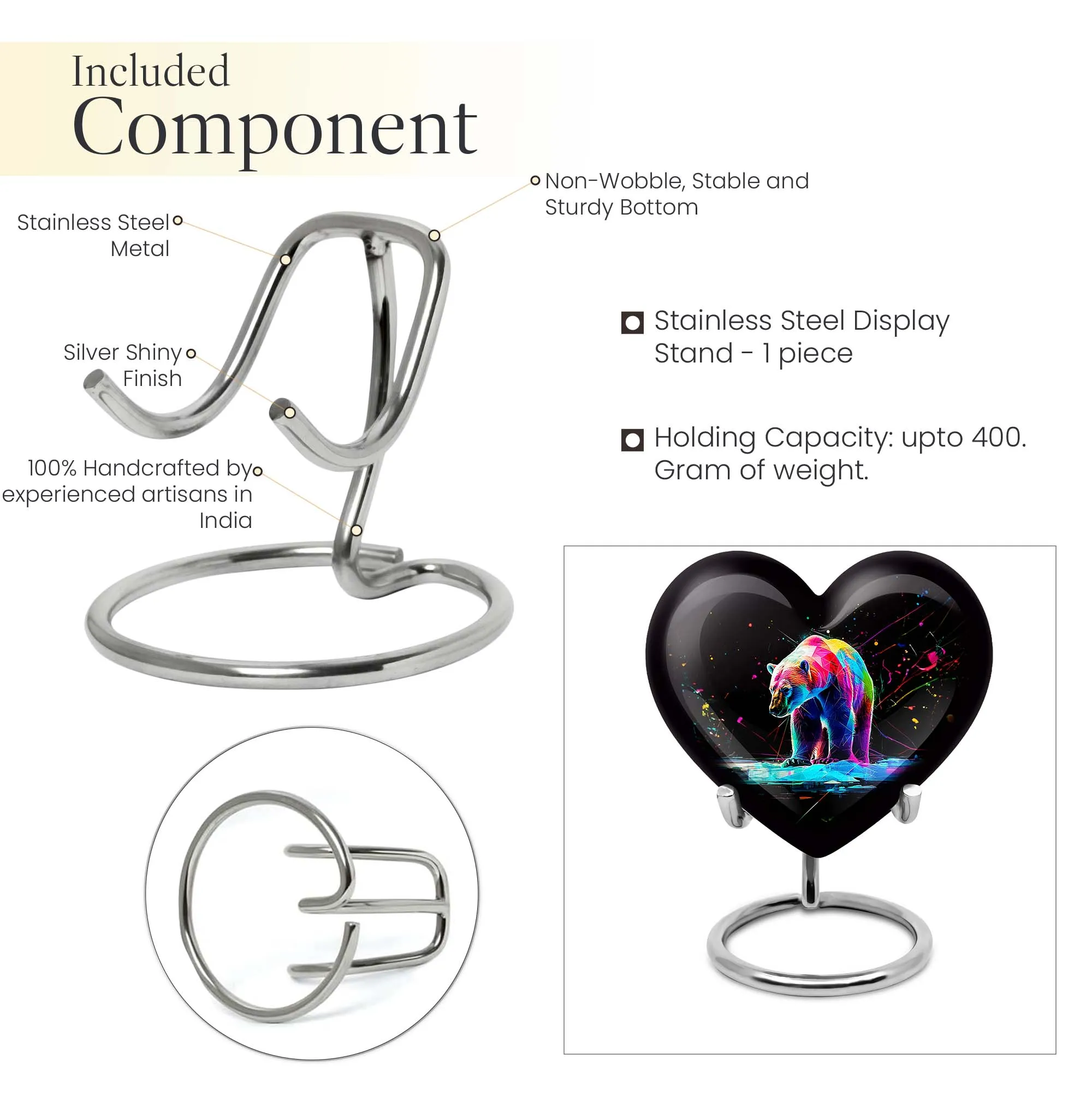 Heart Shaped Bear Urn Cremation Vessel For Storing Ashes