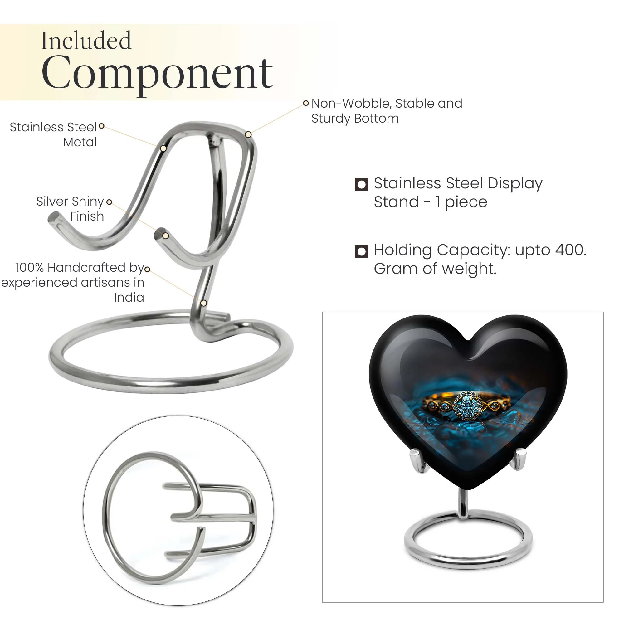 Heartfelt Remembrance Ring Urn, Premium Woman's Cremation Union