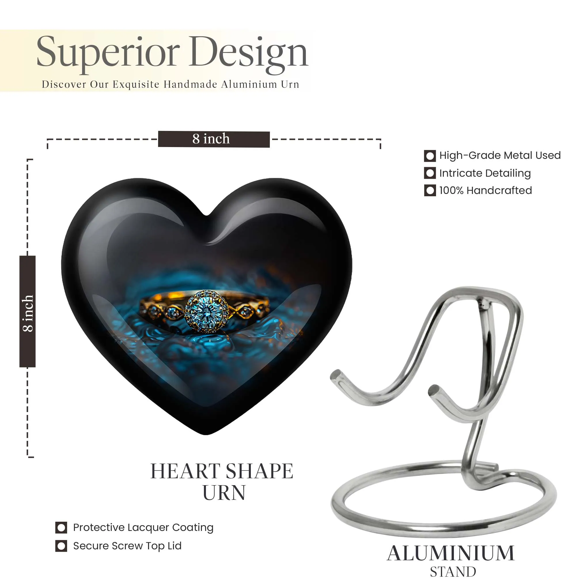 Heartfelt Remembrance Ring Urn, Premium Woman's Cremation Union