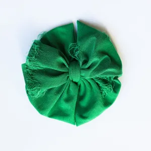 Holly Green Distressed Messy Bow