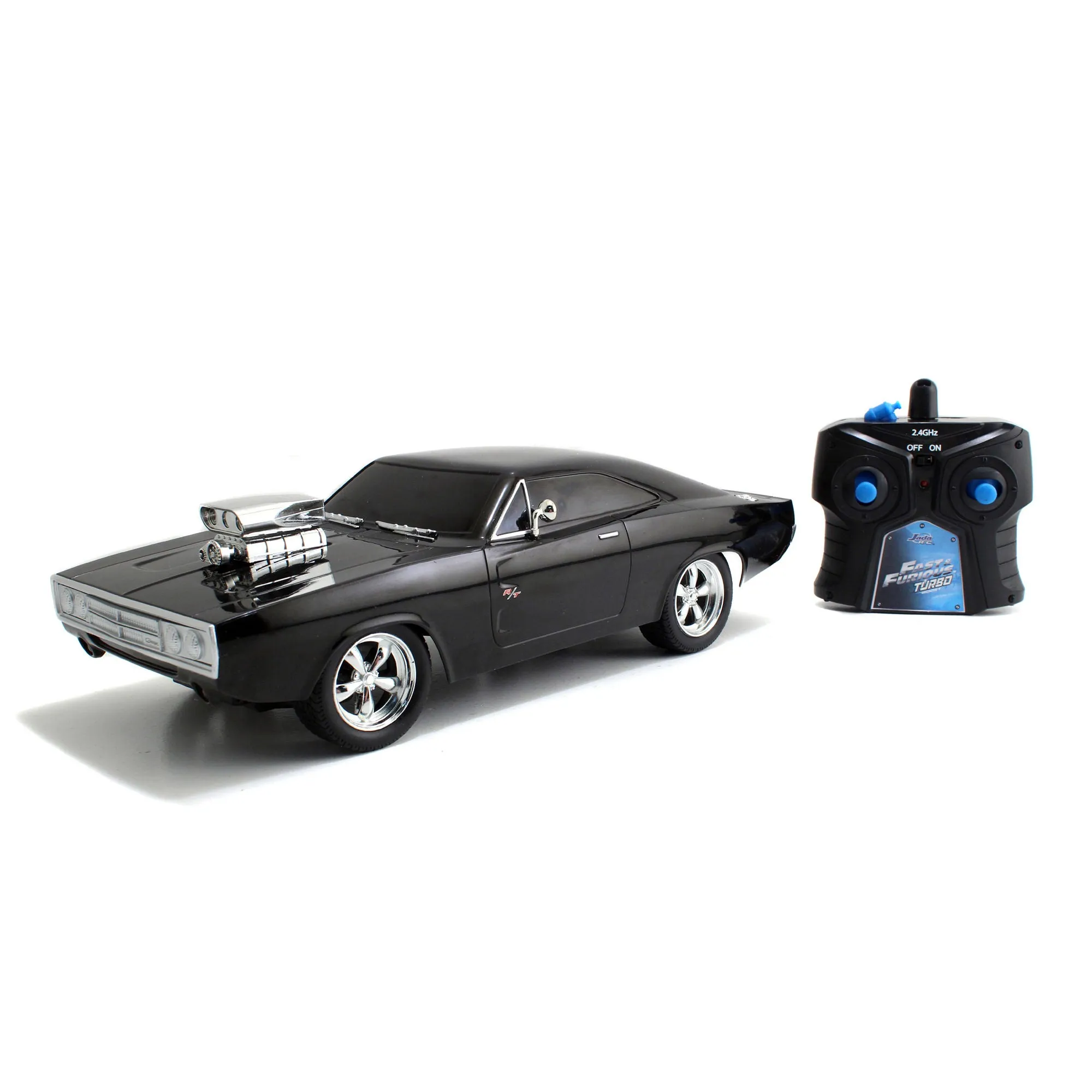 Jada Toys 192536 Fast & Furious RC 1970 Dodge Charger RT Vehicle (1/16 Scale), Black