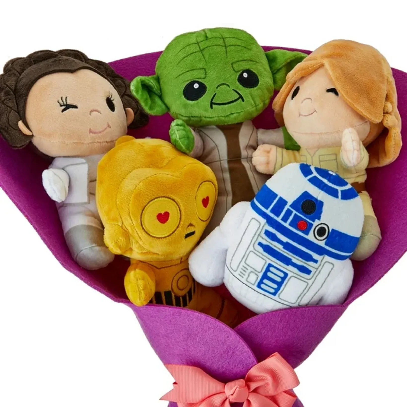 Just Play Star Wars Large Plush Valentine's Bouquet with Luke Skywalker, Princess Leia, Yoda, C-3PO, R2-D2