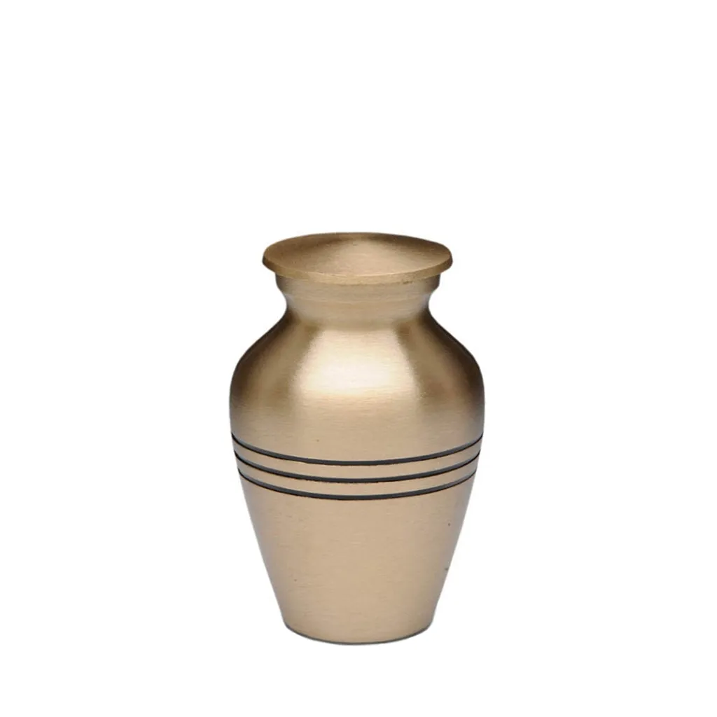 KEEPSAKE  Brass Urn - Brushed Finish- Three Rings