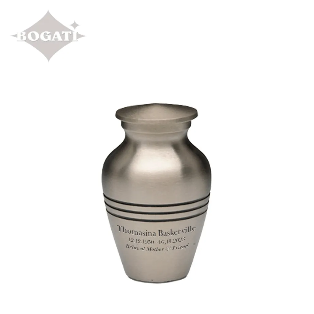 KEEPSAKE  Brass Urn - Brushed Finish- Three Rings