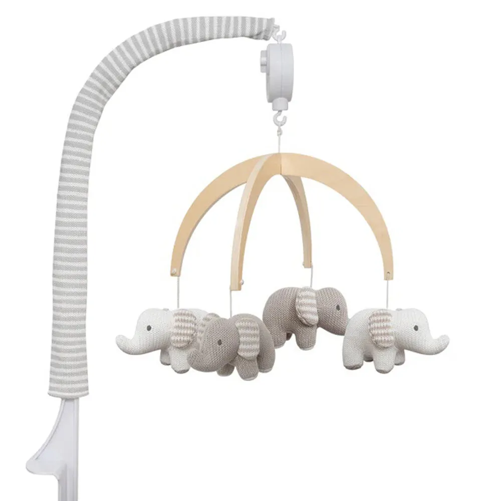 Living Textiles Musical Mobile Set Watercolour Elephant