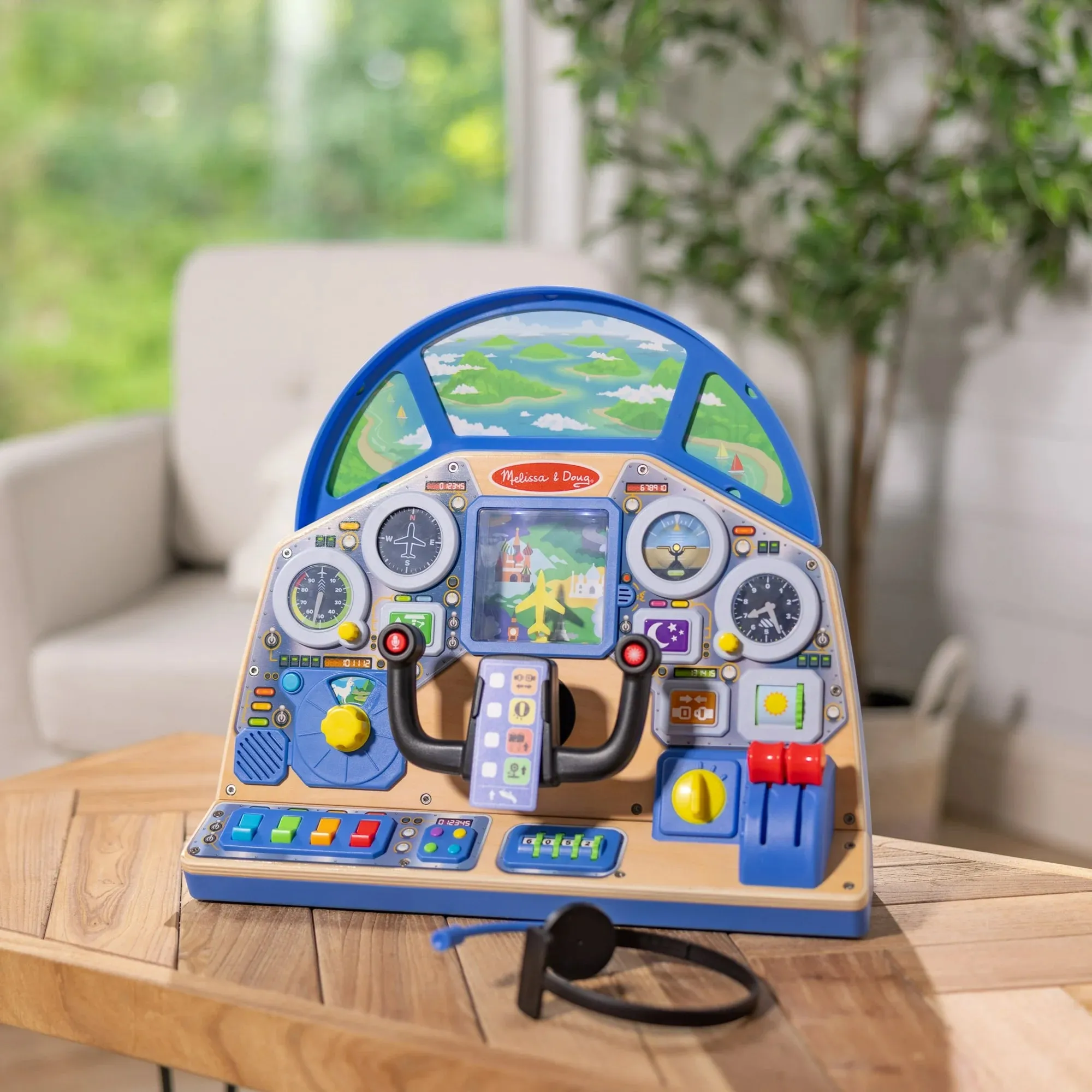 Melissa & Doug 32300 Jet Pilot Interactive Dashboard Wooden Toy for Boys and Girls Ages 3  - FSC Certified
