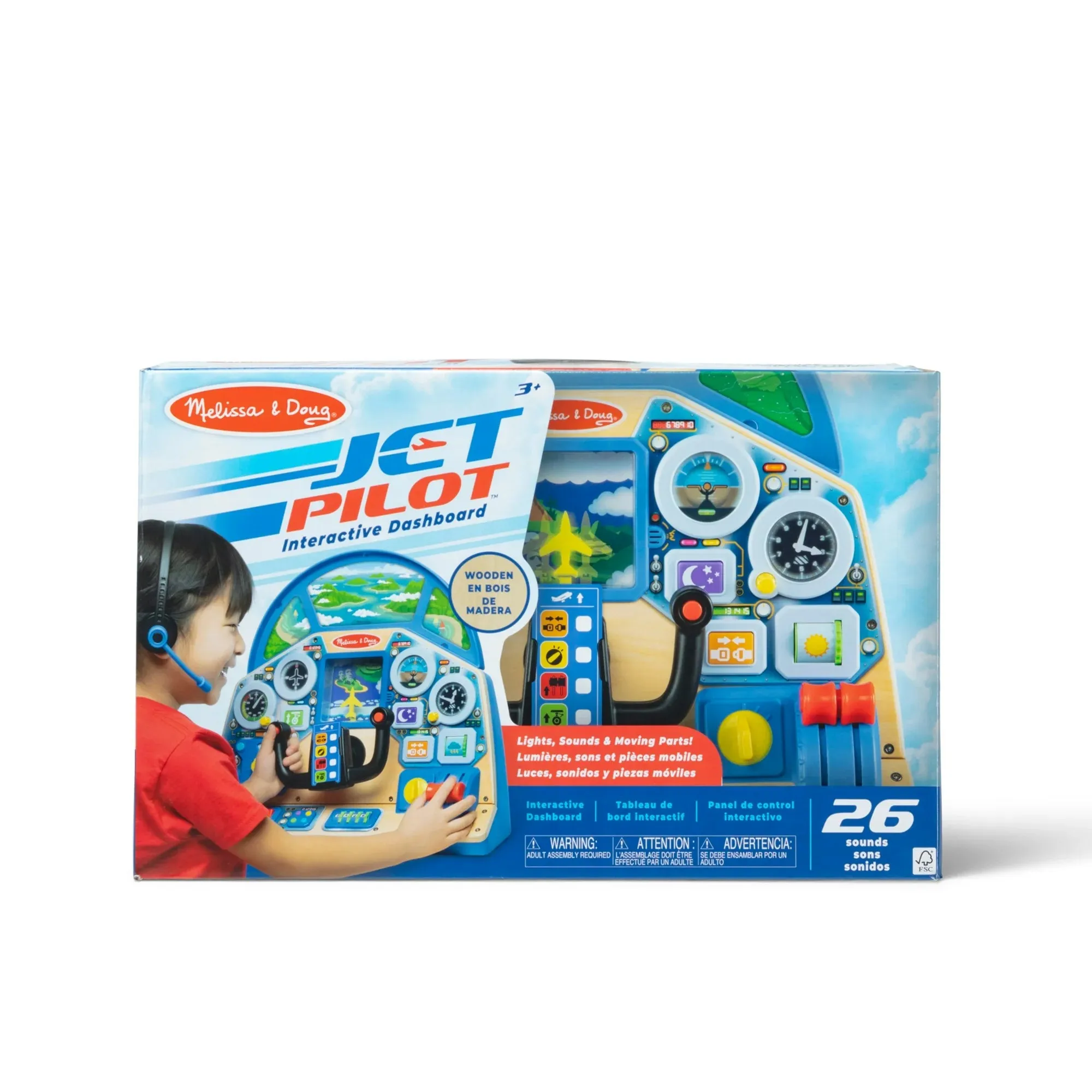 Melissa & Doug 32300 Jet Pilot Interactive Dashboard Wooden Toy for Boys and Girls Ages 3  - FSC Certified
