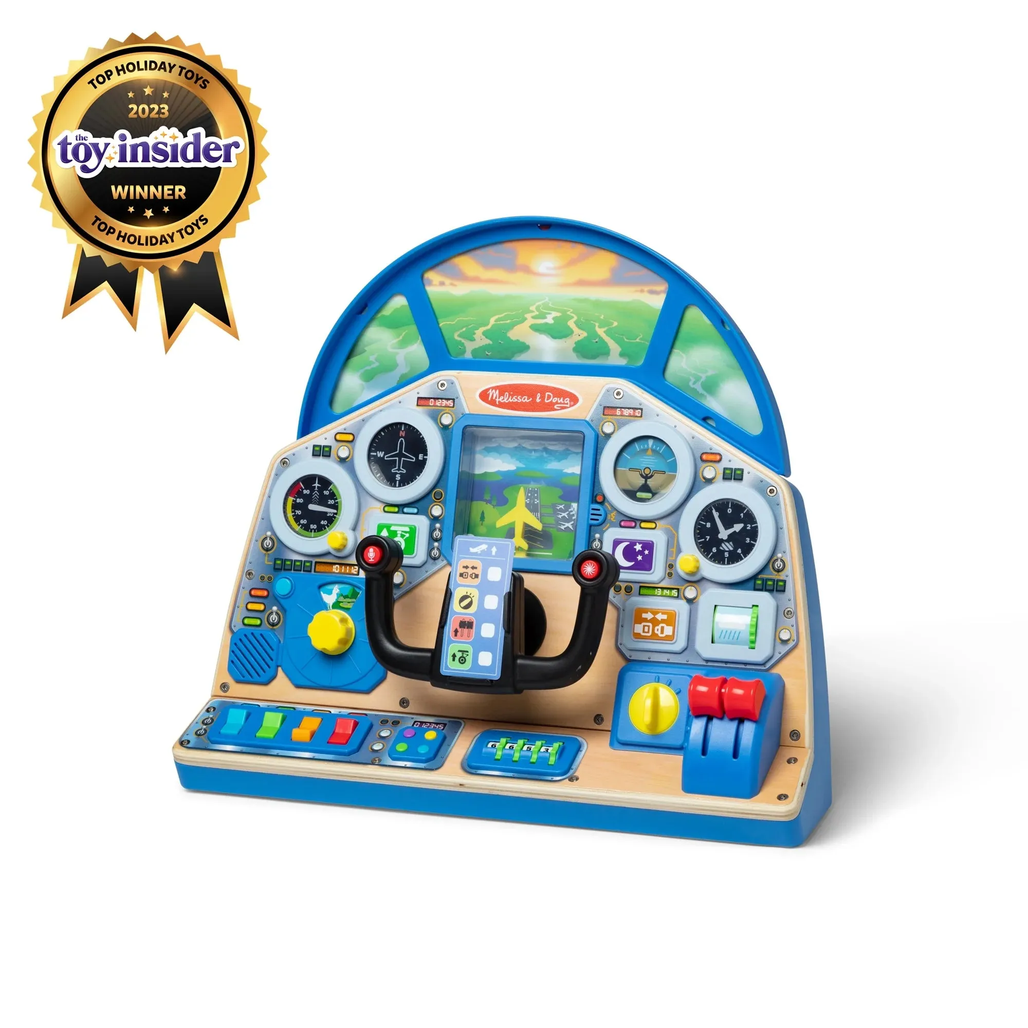 Melissa & Doug 32300 Jet Pilot Interactive Dashboard Wooden Toy for Boys and Girls Ages 3  - FSC Certified