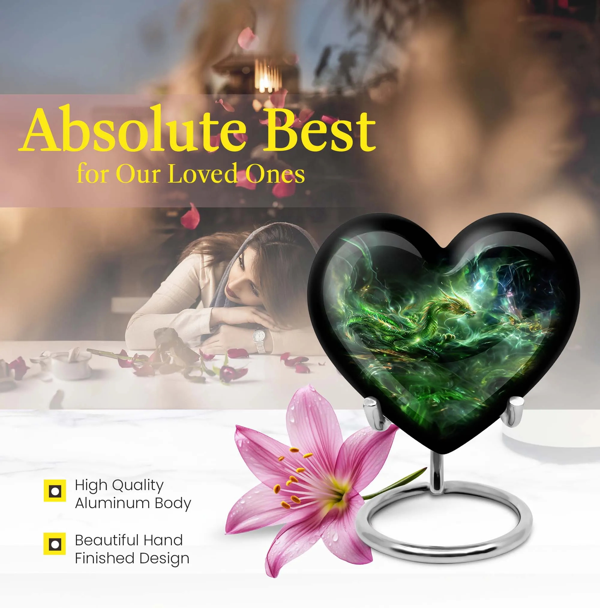 Memorial Dragon Urn for Dad: 10-inch Aluminium Cremation Keepsake