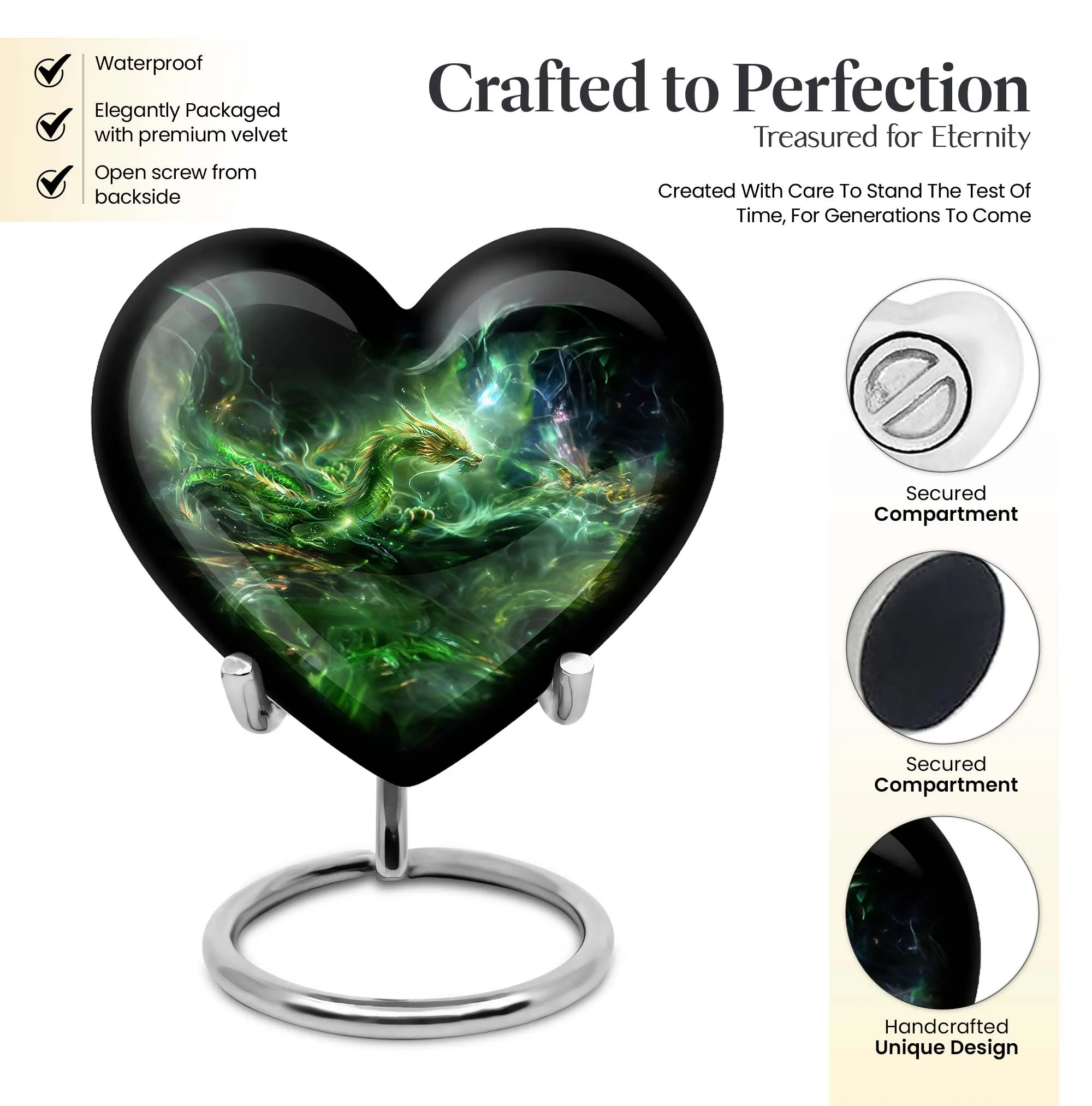Memorial Dragon Urn for Dad: 10-inch Aluminium Cremation Keepsake