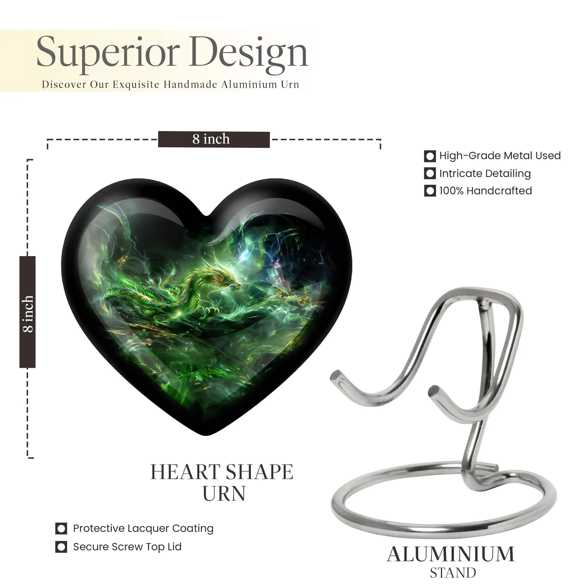 Memorial Dragon Urn for Dad: 10-inch Aluminium Cremation Keepsake