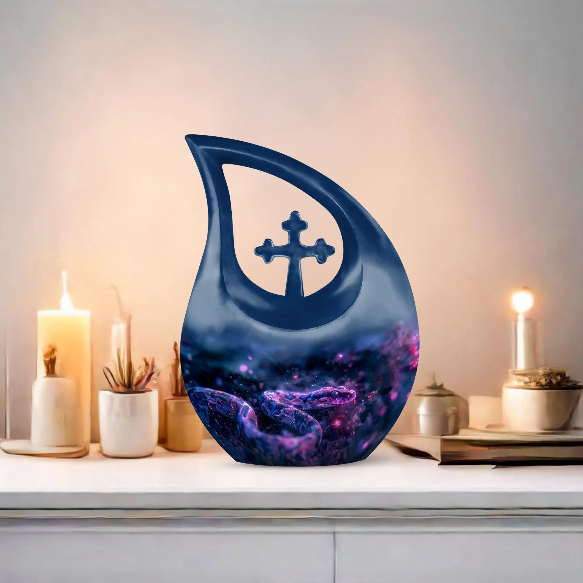 Memorial Infinity Cosmic Serpent Dream Urn Casket for Last