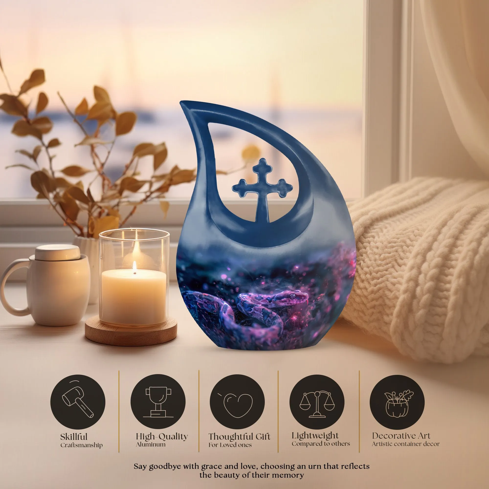 Memorial Infinity Cosmic Serpent Dream Urn Casket for Last