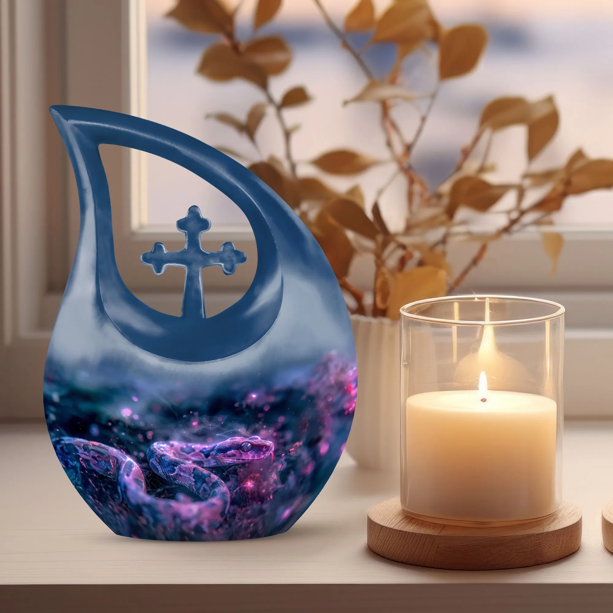 Memorial Infinity Cosmic Serpent Dream Urn Casket for Last