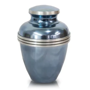 Metallic Blue Banded Cremation Urn in Large