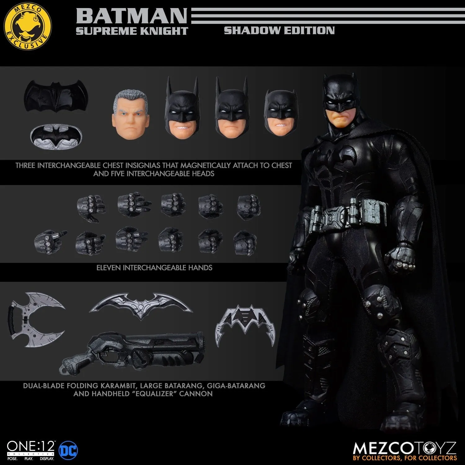 Mezco Toyz ONE:12 Collective Batman Supreme Knight Shadow Edition Exclusive Action Figure