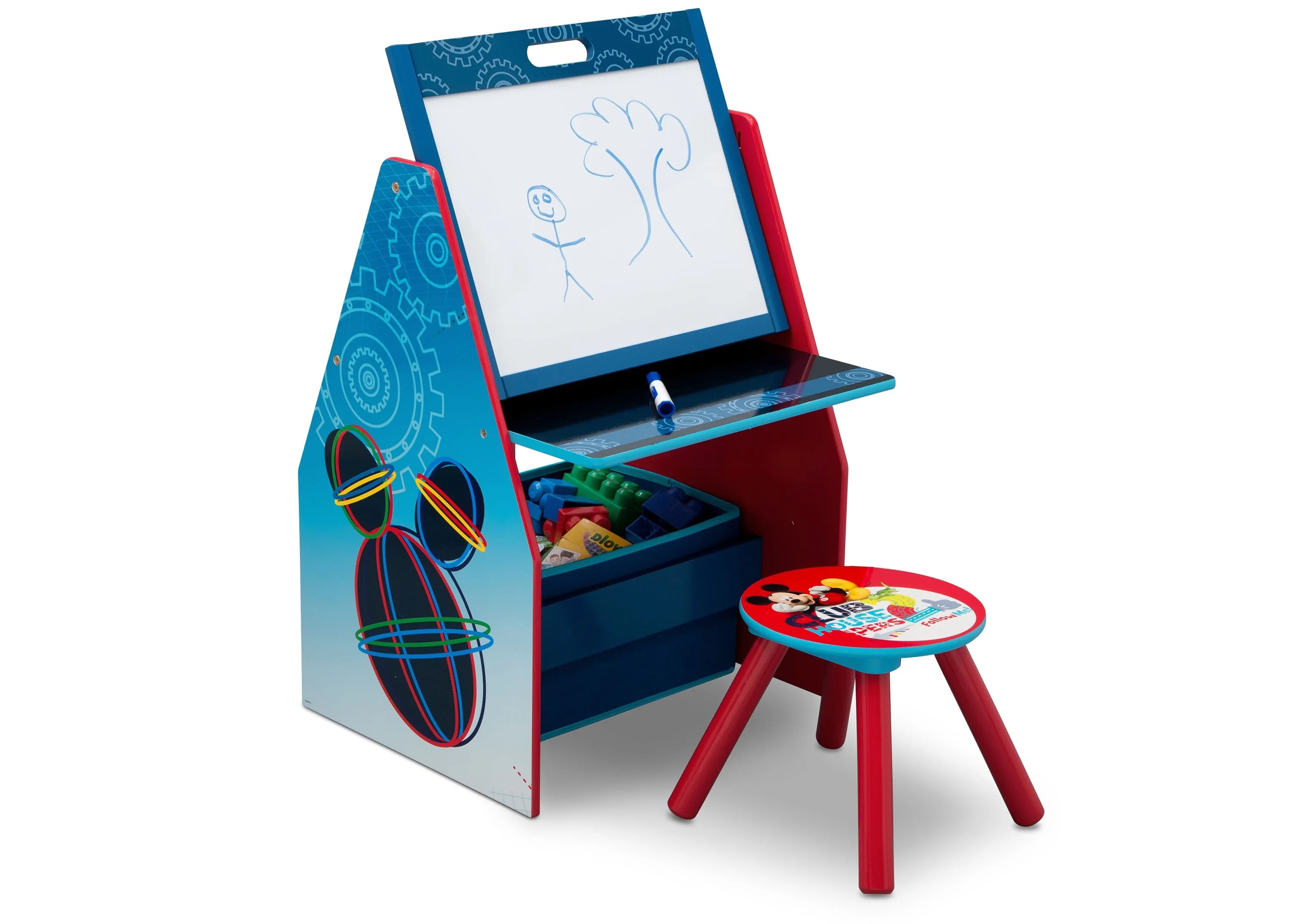 Mickey Mouse Activity Center - Easel Desk with Stool & Toy Organizer