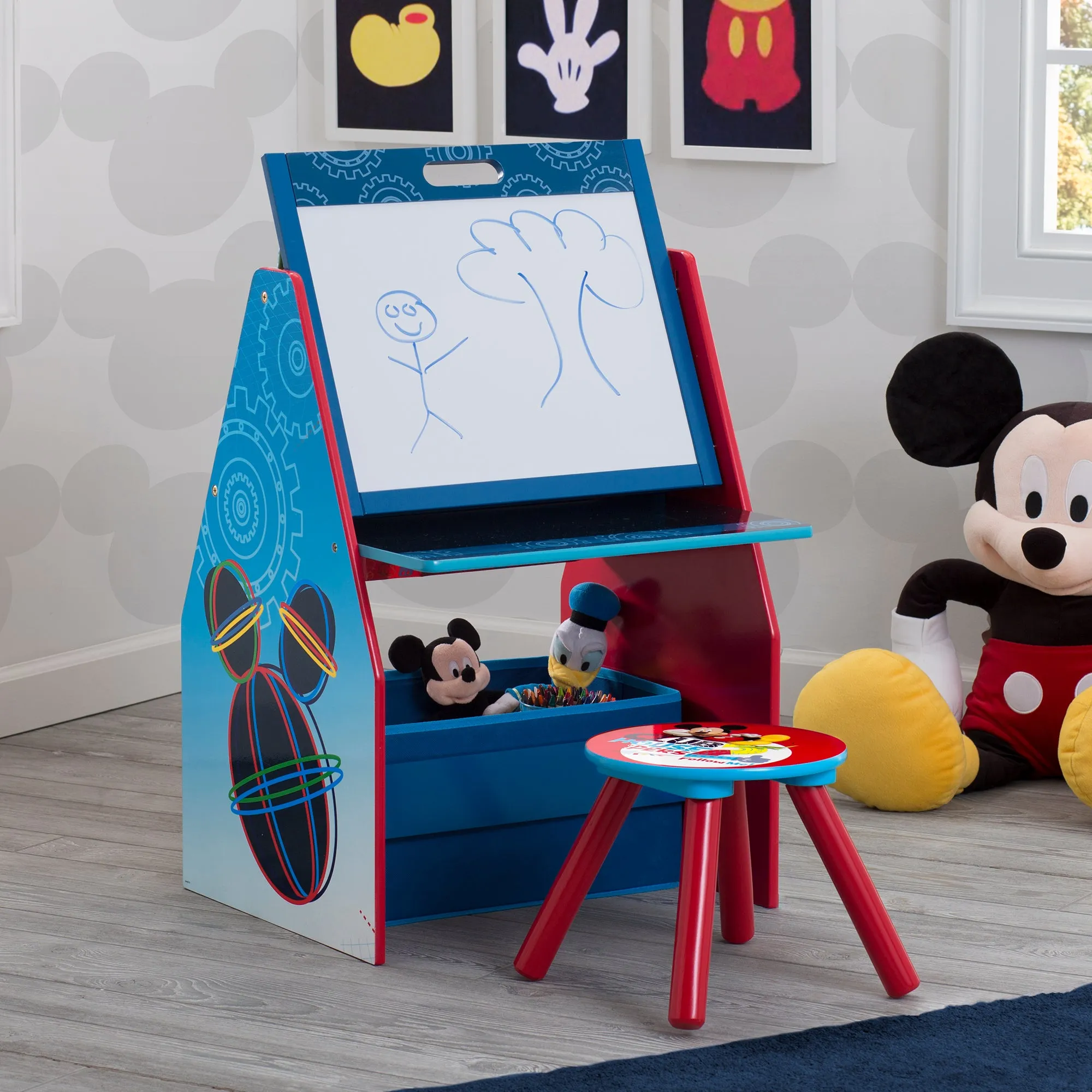 Mickey Mouse Activity Center - Easel Desk with Stool & Toy Organizer