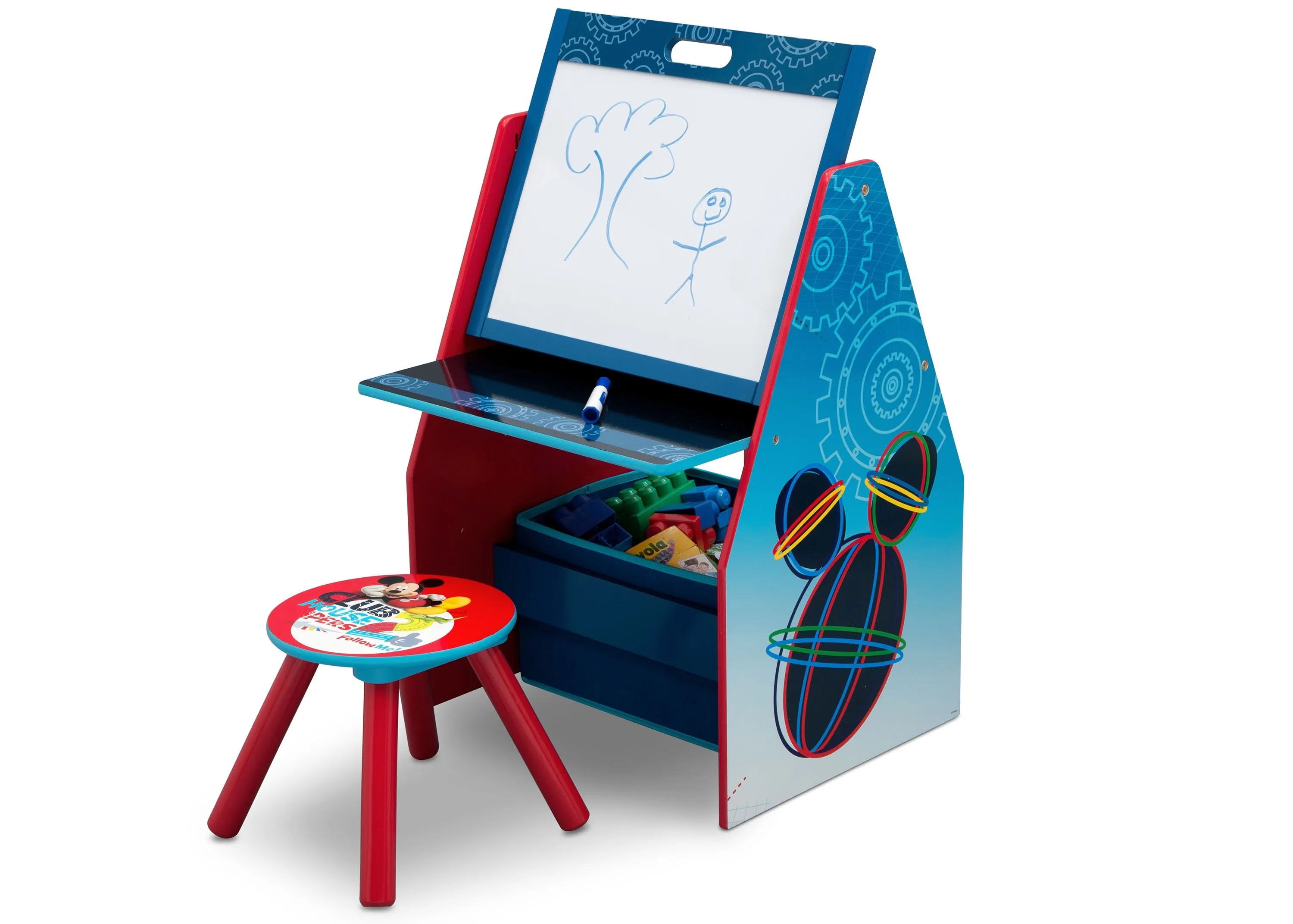 Mickey Mouse Activity Center - Easel Desk with Stool & Toy Organizer