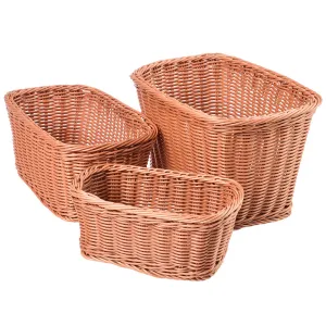 Multi-Sized Durable Plastic Woven Baskets | Set of 3 for Classroom Storage