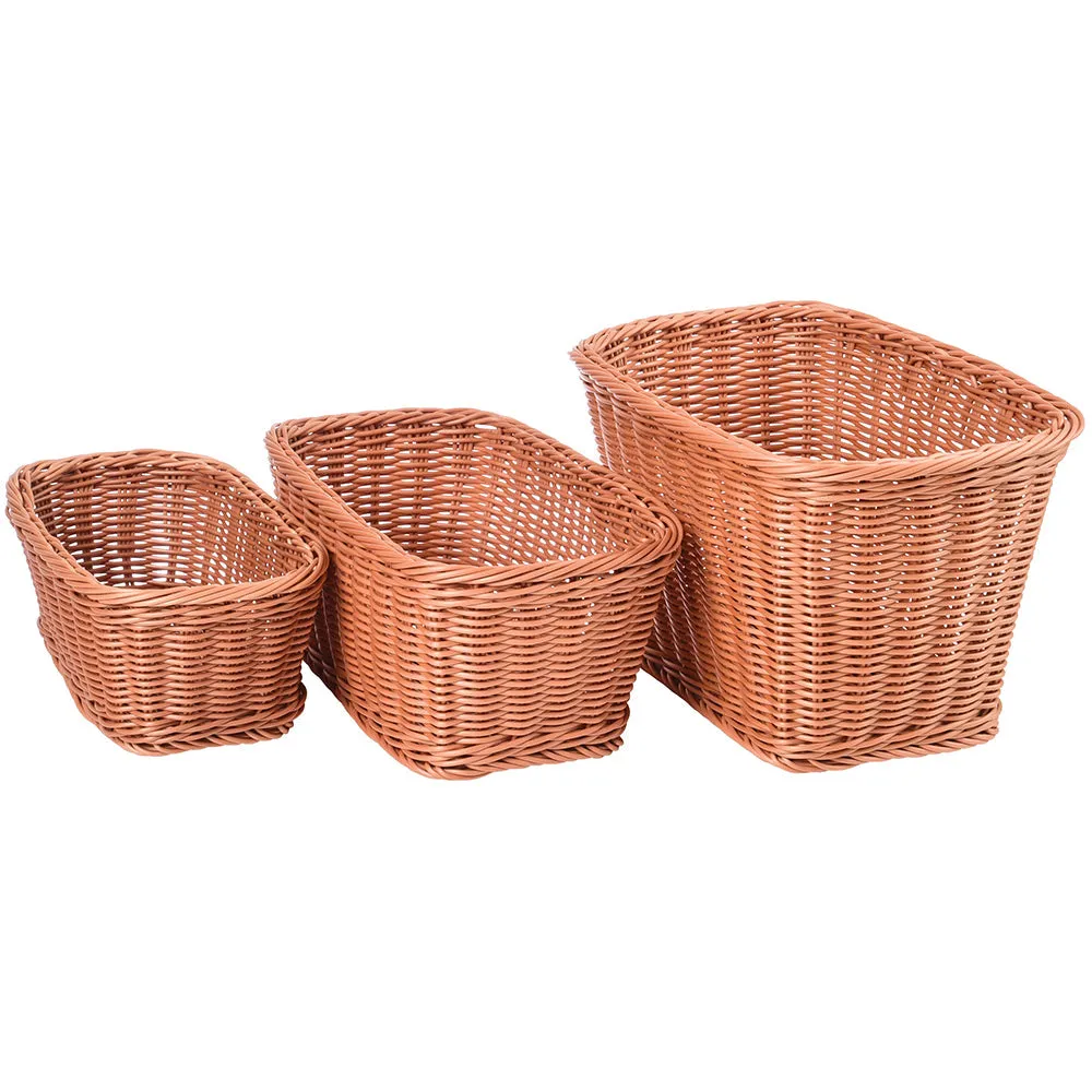 Multi-Sized Durable Plastic Woven Baskets | Set of 3 for Classroom Storage