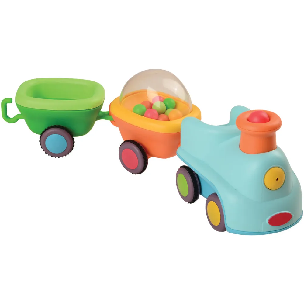 Musical Train Toy with Interchangeable Characters, Tunes, and Speeds | Track or Free-Wheel Play