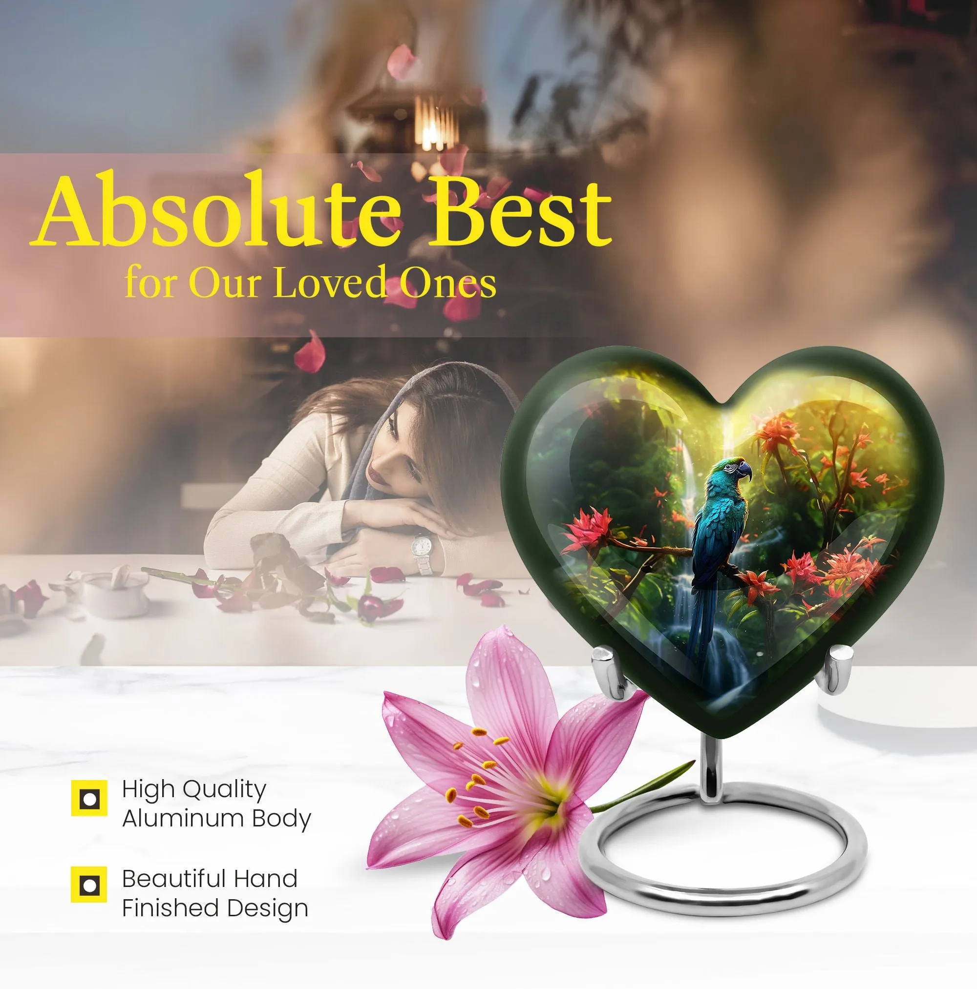 Parrot Memorial Forever Cremation Urn Human Women Ashes