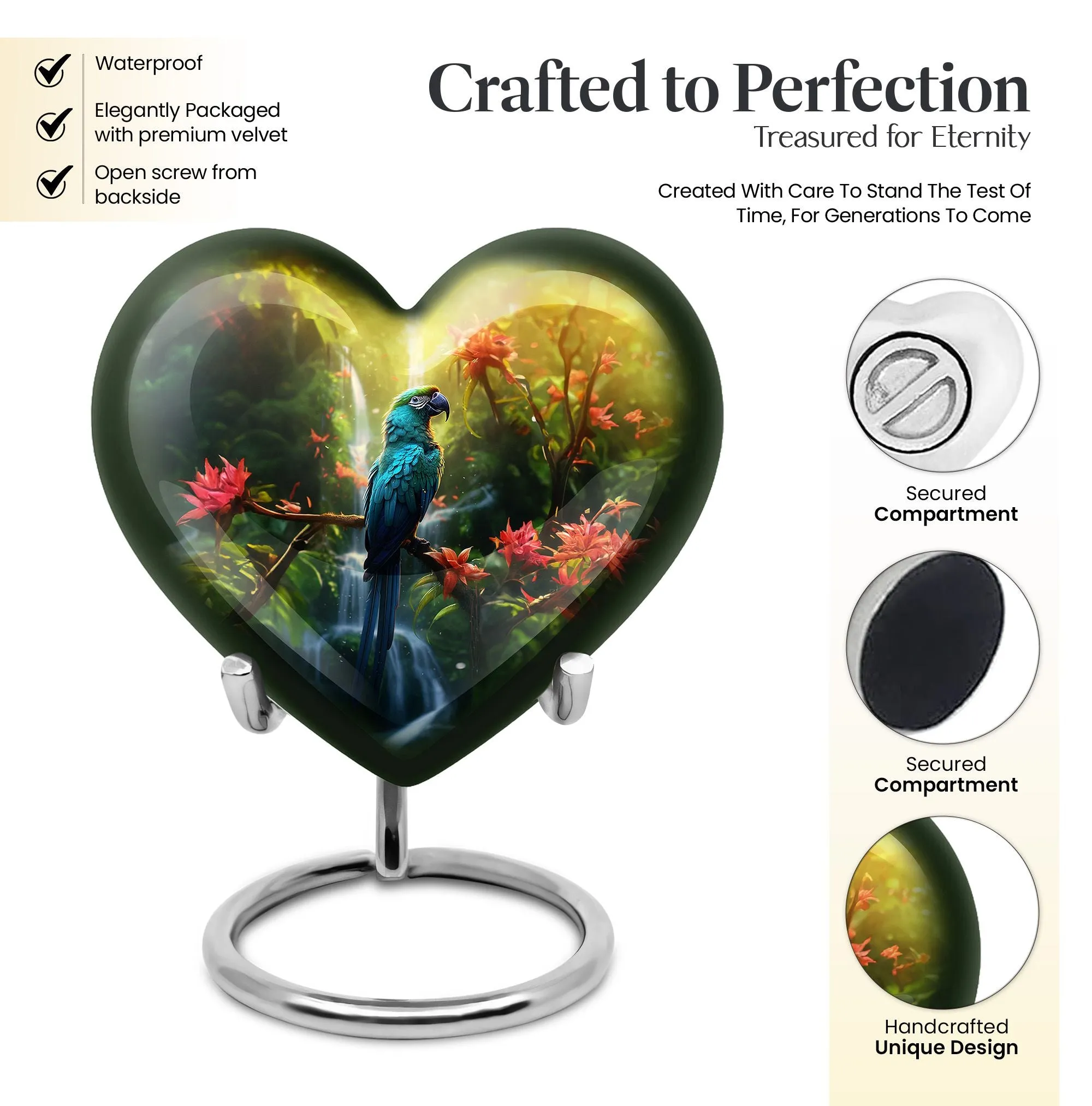 Parrot Memorial Forever Cremation Urn Human Women Ashes