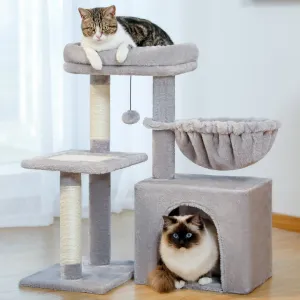 PAWZ Road AMT0208GY 28" Small Cat Tree Tower Cat Condo with Perch Cat Scratching Post for Indoor Cats, Gray