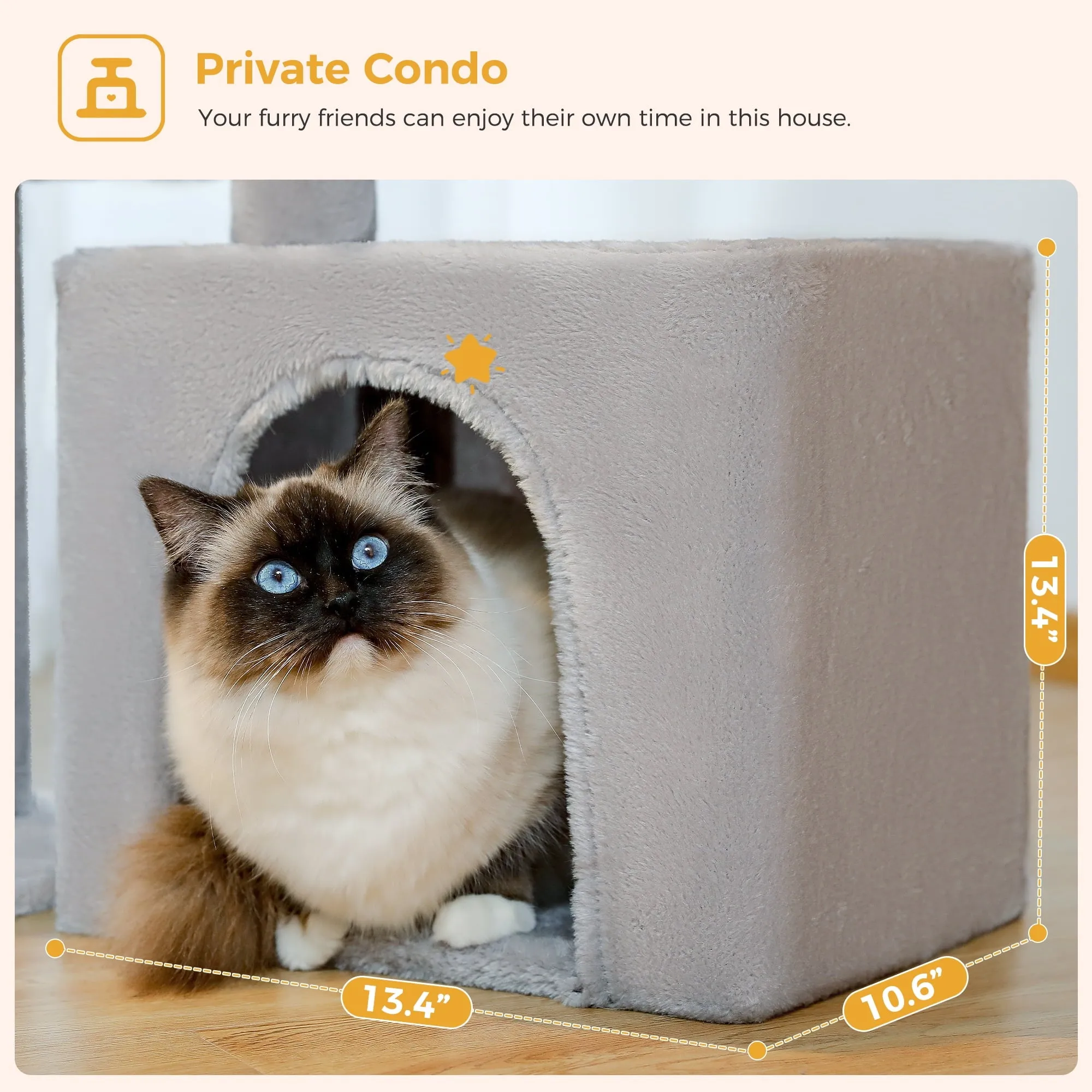 PAWZ Road AMT0208GY 28" Small Cat Tree Tower Cat Condo with Perch Cat Scratching Post for Indoor Cats, Gray