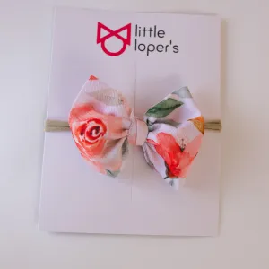 Peachy Floral Big   Skinny Bow
