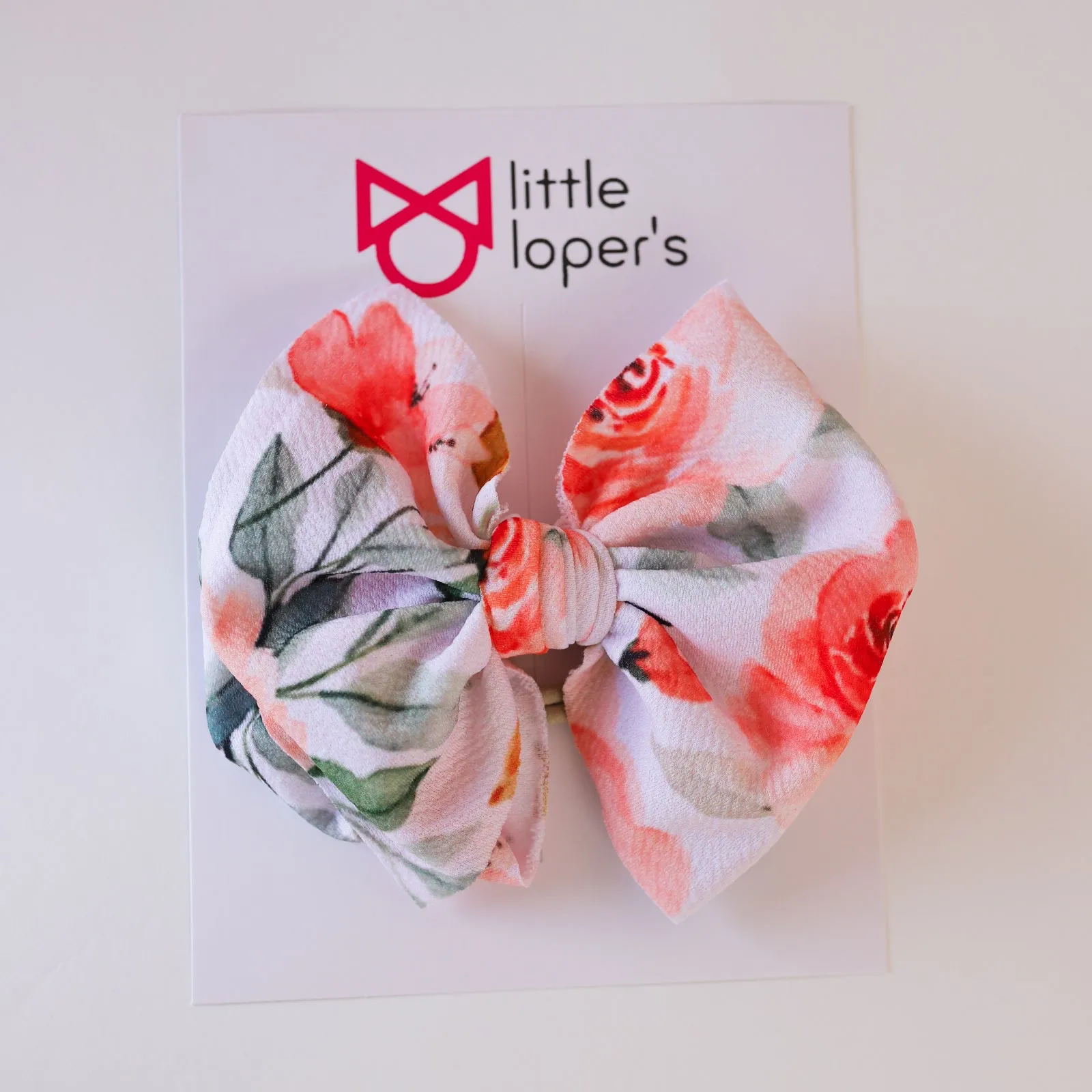 Peachy Floral Big   Skinny Bow