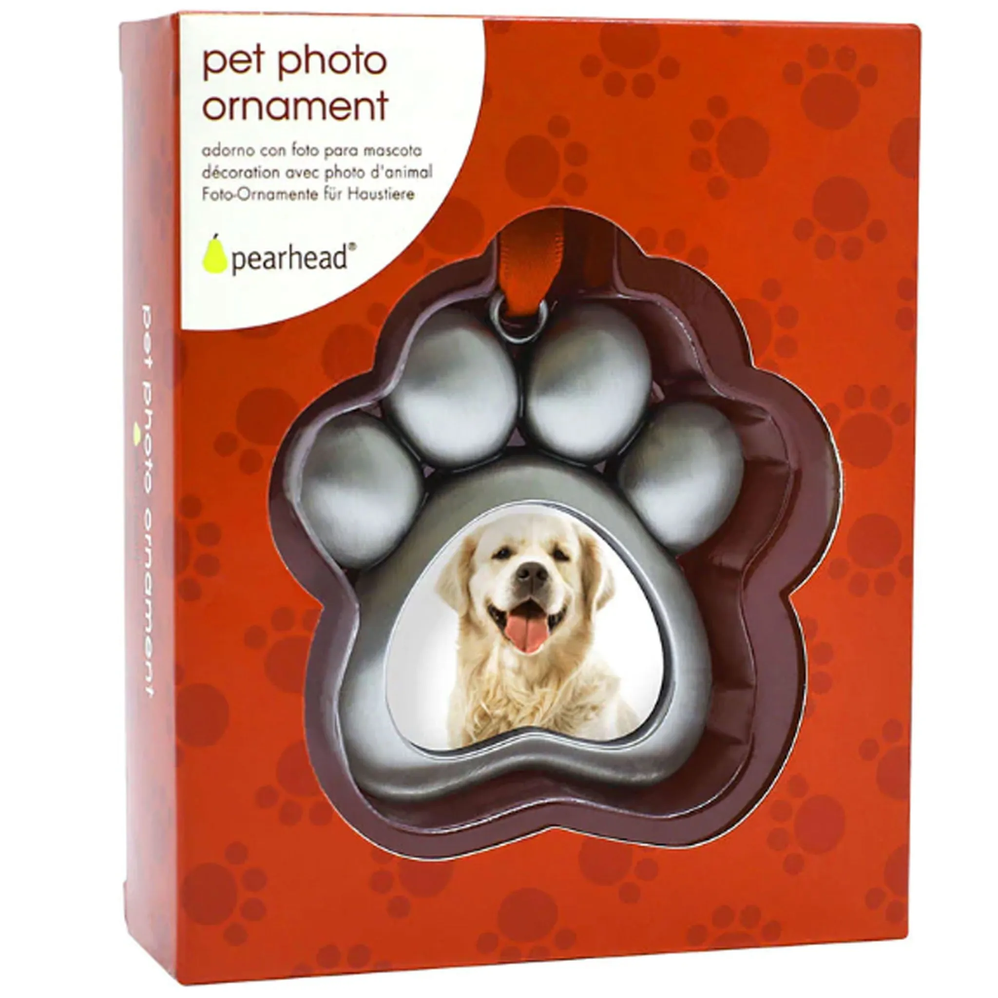 Pearhead Pawprints Metal Ornament Grey Gift Household