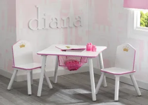 Princess Crown Kids Chair Set and Table, White/Pink