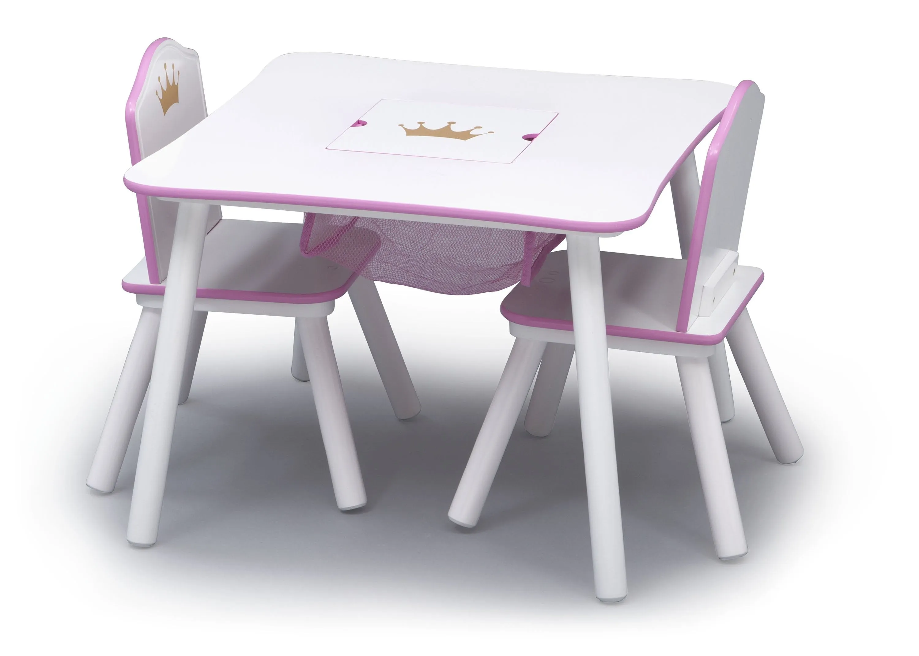 Princess Crown Kids Chair Set and Table, White/Pink