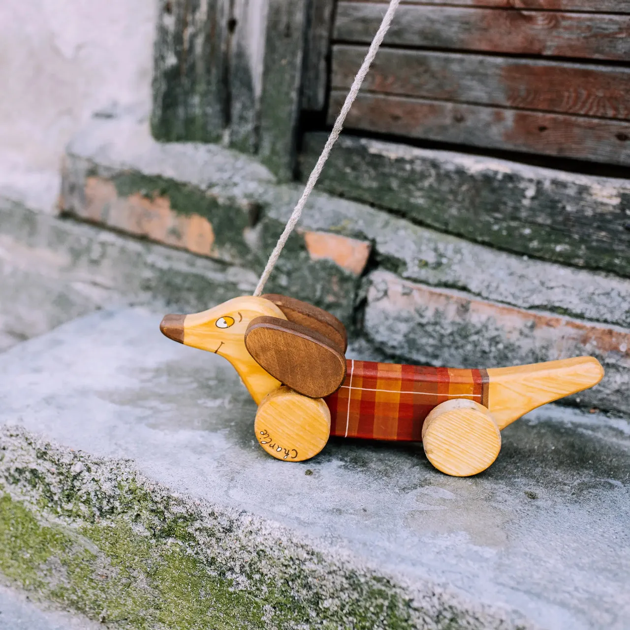 Pull Toy Red Sausage Dog
