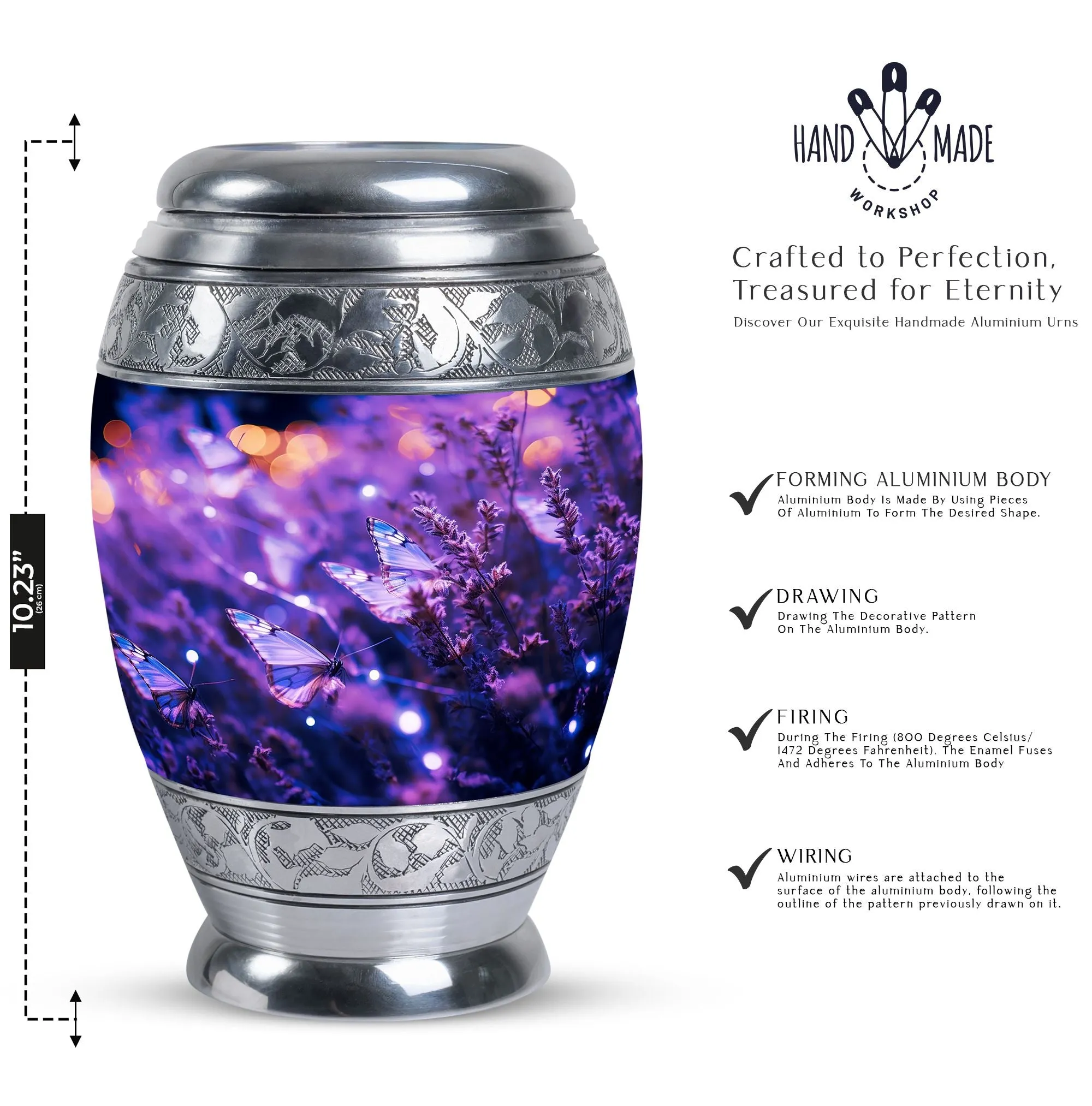 Purple Butterfly Divine Rest- Burial Ashes Container for Adults