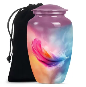 Purple Meadow Feather Urn - Burial Cremation Keepsake Urn