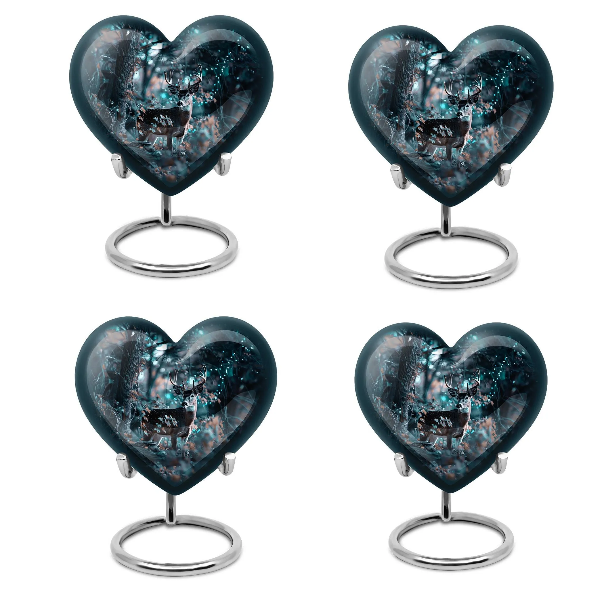 Remembrance Symphony: Heart Designed Deer & Cremation Urn Combo