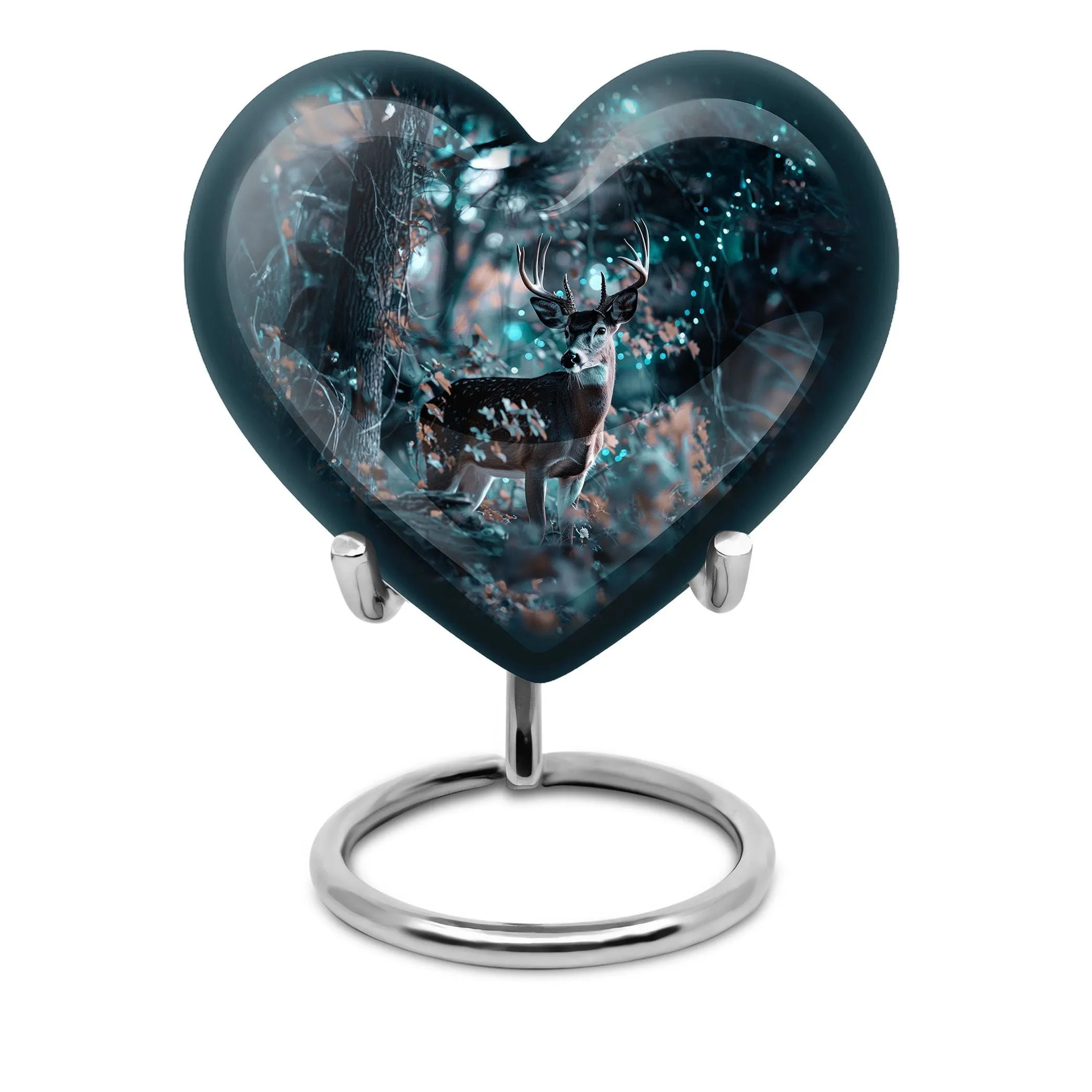 Remembrance Symphony: Heart Designed Deer & Cremation Urn Combo